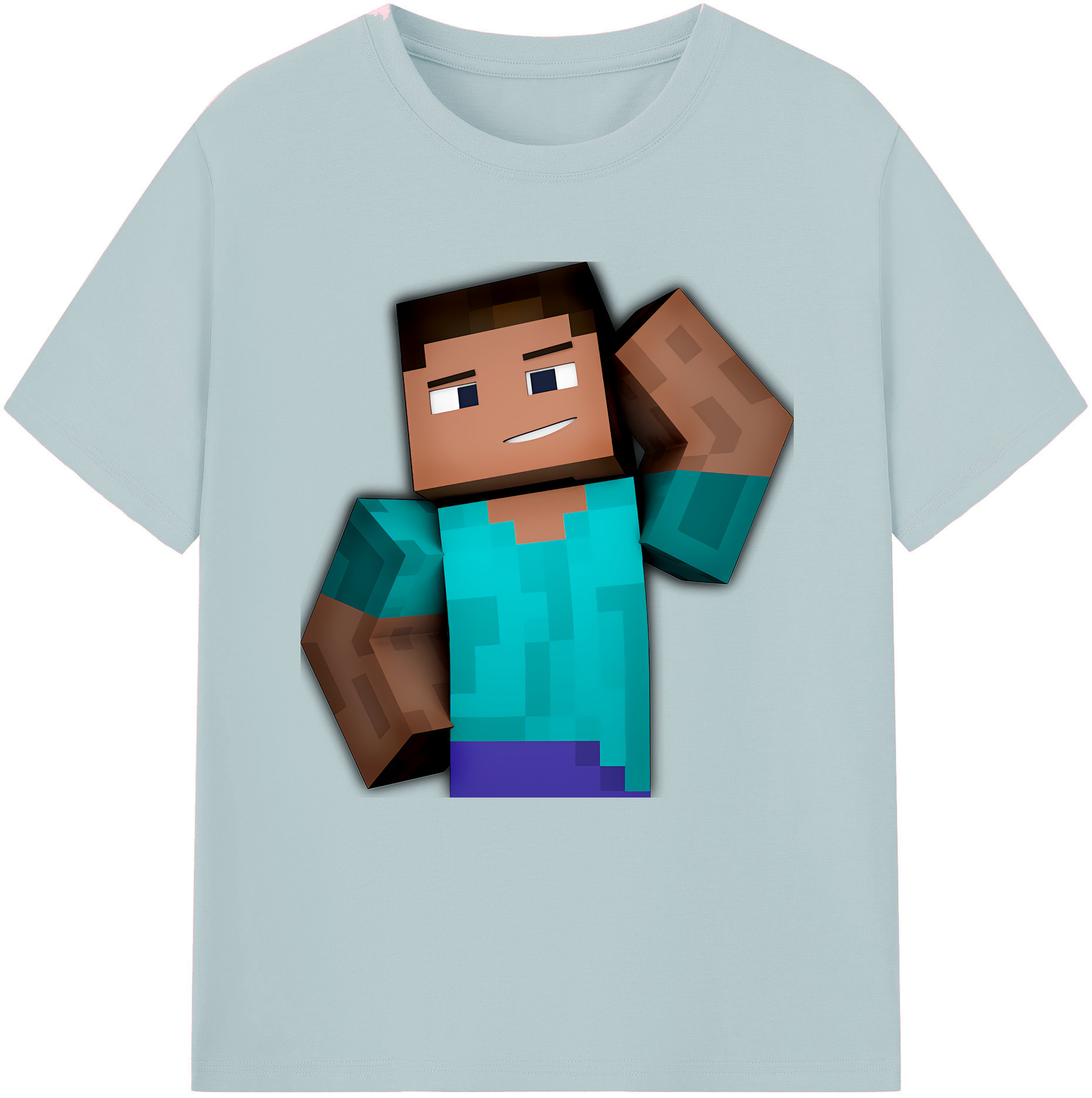 （画像用） マインクラフト ブロックの世界 Minecraft MC Block world 綿100％半袖Tシャツ（フロントプリント）